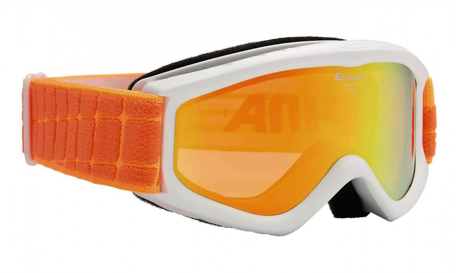 Alpina Carat D Multimirror Kinderskibrille (811 weiß/orange, Scheibe: MULTIMIRROR, orange) von Alpina