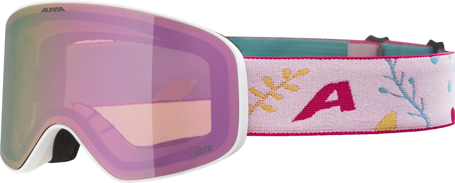 Alpina Fernie Kinderskibrille (812 white/flower matt, Scheibe: mirror rose) von Alpina