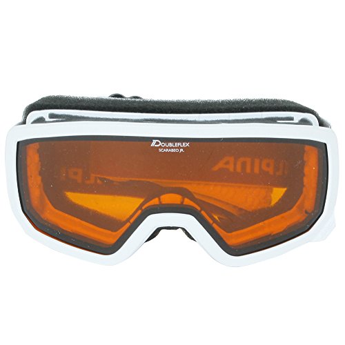 ALPINA SCARABEO JR. - Beschlagfreie, Extrem Robuste & Bruchsichere OTG Skibrille Mit 100% UV-Schutz Für Kinder, white, One Size von ALPINA