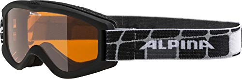 ALPINA CARVY 2.0 - Beschlagfreie, Extrem Robuste & Bruchsichere Skibrille Mit 100% UV-Schutz Für Kinder, black matt, One Size von ALPINA