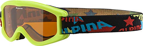 ALPINA CARVY 2.0 - Beschlagfreie, Extrem Robuste & Bruchsichere Skibrille Mit 100% UV-Schutz Für Kinder, lime matt, One Size von ALPINA