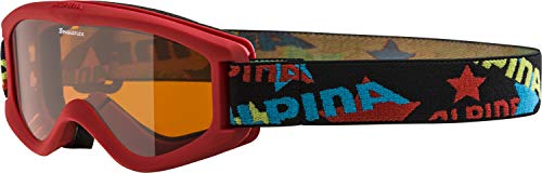 ALPINA ‎A7076 CARVY 2.0 - Beschlagfreie, Extrem Robuste & Bruchsichere Skibrille Mit 100% UV-Schutz Für Kinder, red matt, One Size von ALPINA