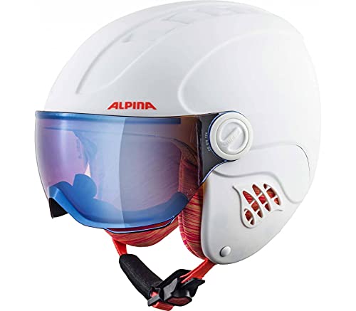 ALPINA CARAT LE VISOR Q-LITE - Hochwertiger & Leichter Skihelm Mit Kontrastverstärkendem Visier Für Kinder, white-flamingo matt, 48-52 cm von ALPINA