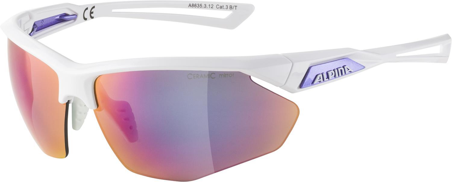 Alpina Nylos HR Sportbrille (312 white/purple, Ceramic mirror, Scheibe: purple mirror (S3)) von Alpina