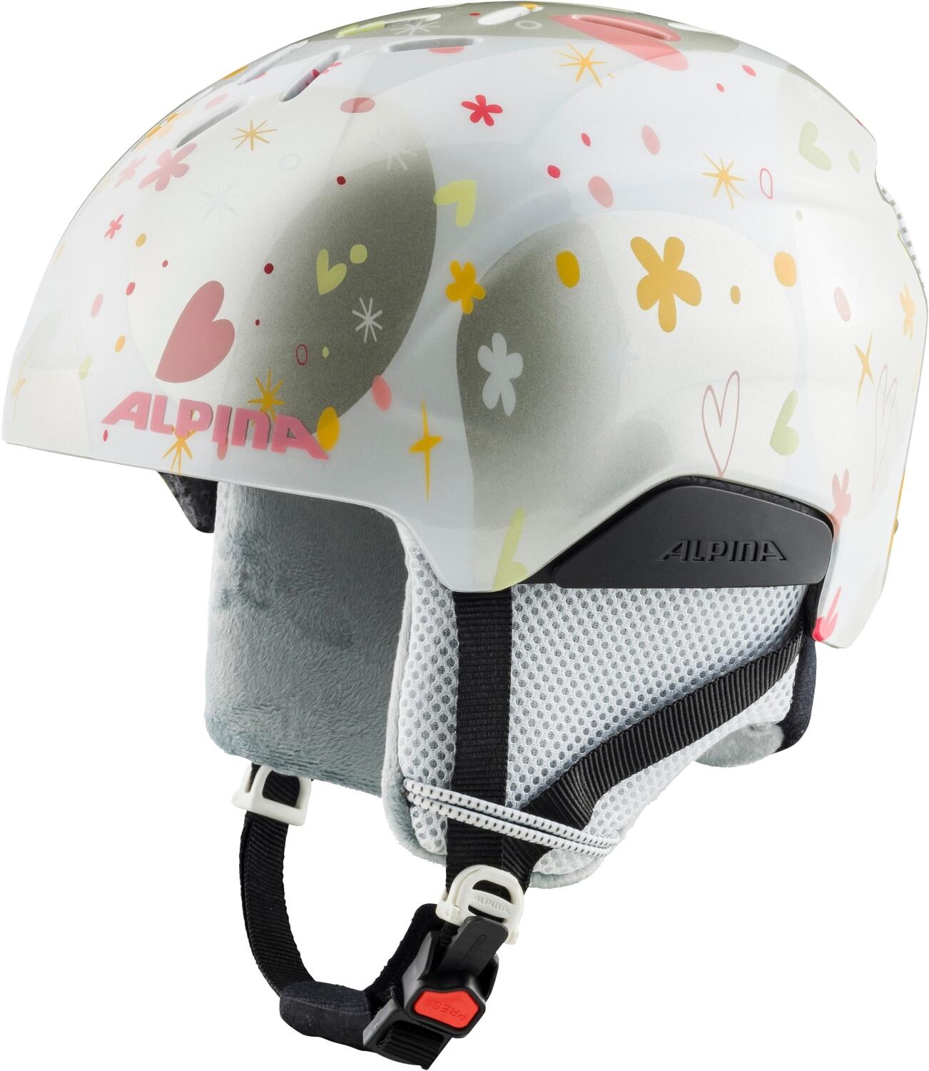 Alpina Pizi Kinder Skihelm (46-51 cm, 11 pearlwhite/hearts gloss) von Alpina