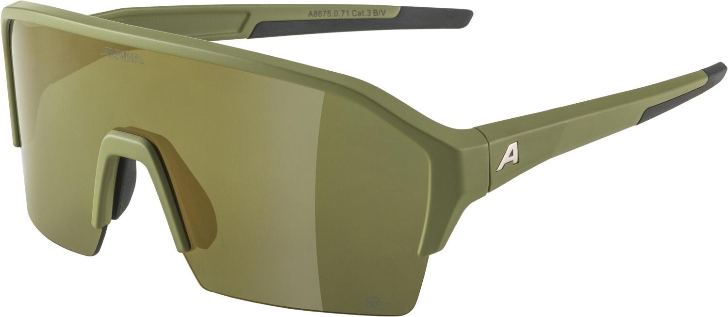 Alpina RAM HM+ Sportbrille Halbrahmen (071 olive matt, Scheibe: Q-Lite gold mirror (S3)) von Alpina