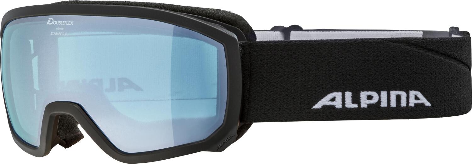Alpina Scarabeo Junior Brillentäger Skibrille HM (837 black/blue matt, Scheibe: Quattroflex Lite blue (S2)) von Alpina