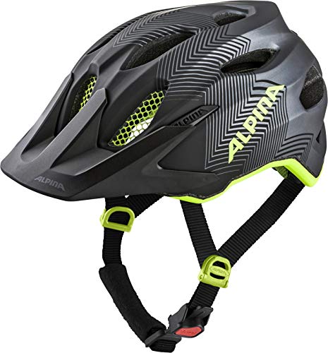 ALPINA CARAPAX JR. - Leichter, Robuster & Sicherer Fahrradhelm Mit Fliegennetz & Optionalen LED-Licht Für Kinder, black-neon-yellow, 51-56 cm von ALPINA