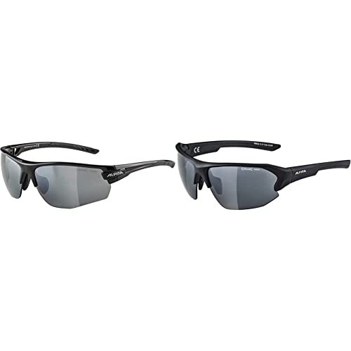 ALPINA TRI-SCRAY 2.0 HR - Indiv. Anpassbare, Bruchsichere Wechselscheiben Sport- & Fahrradbrille & LYRON HR - Verspiegelte und Bruchsichere Sport- & Fahrradbrille Mit 100% UV-Schutz, black, One Size von ALPINA