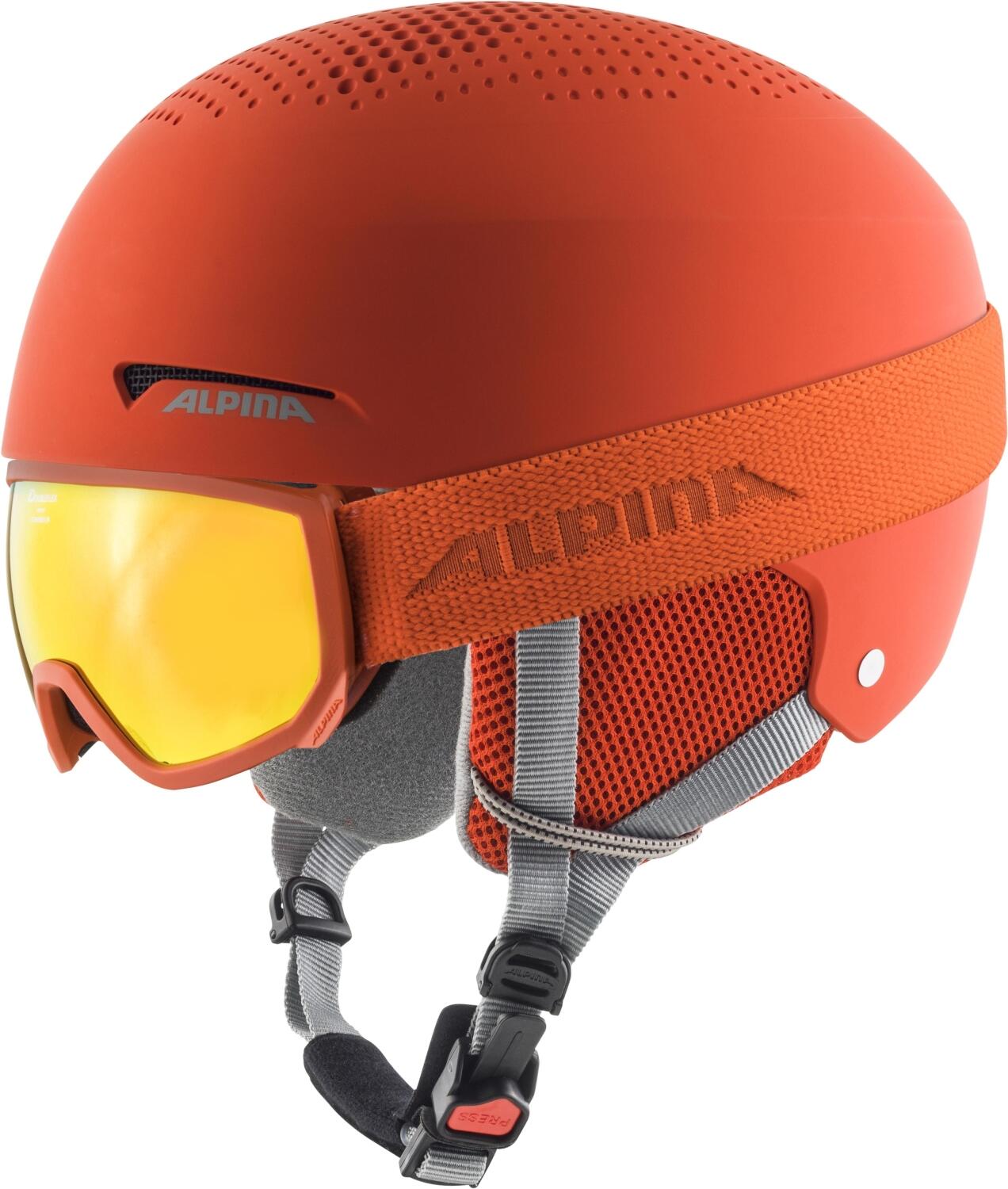 Alpina Zupo Set Skihelm + Skibrille Scarabeo (48-52 cm, 40 pumpkin/orange matt inkl. Scarabeo) von Alpina