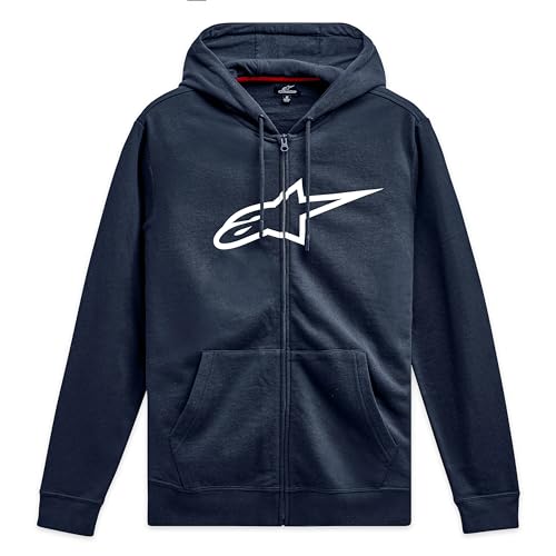 Alpinestars Ageless Zip Hoodie V3 Kapuzenpullover für Herren Fleece Sweatshirt mit Kapuze Marineblau/Weiß M von Alpinestars