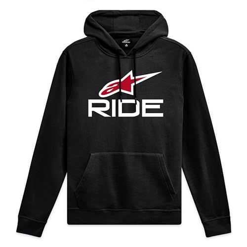 Alpinestars Ride Hoodie V3 Kapuzenpullover für Herren Fleece Sweatshirt mit Kapuze Schwarz/Weiß/Rot M von Alpinestars