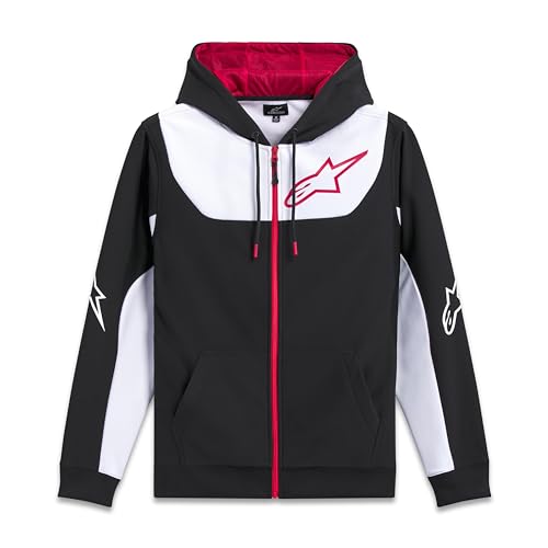 Alpinestars Sessions V3 Hoodie Kapuzenpullover für Herren Fleece Sweatshirt mit Kapuze Schwarz/Weiß/Rot XL von Alpinestars