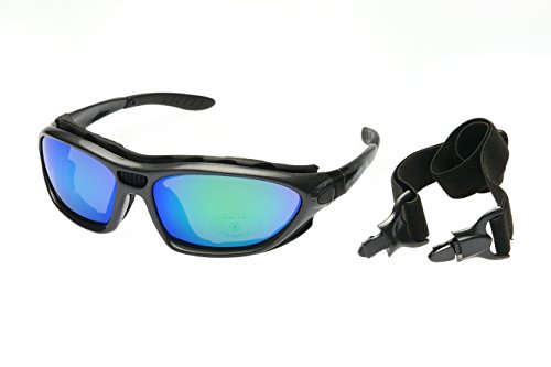 Alpland Sportbrille Sonnenbrille, Radbrille, Bergbrille, Kitebrille polarisiert (MTL -Glas ocean blue Cat.3) von Alpland