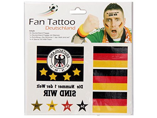 Alsino Fan Tattoo 6er Set Deutschland Tattowierung Flagge Stern & Schriftzug - 6 Tattoos WM Fanartikel von Alsino