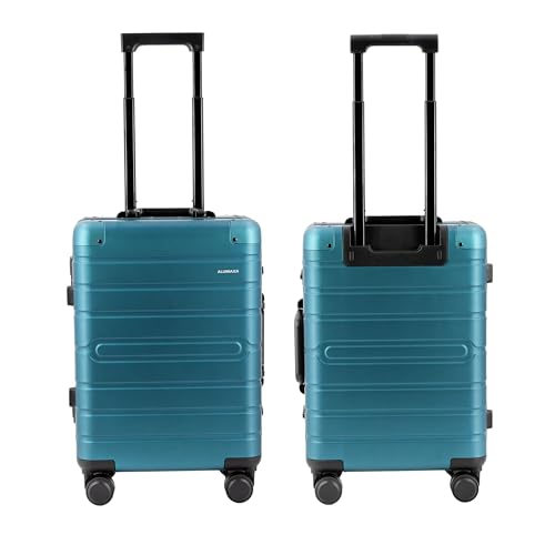 ALUMAXX 45189 Reisetrolley Gravity, Rollkoffer Aluminium, Reisekoffer Alu mit TSA-Schloss, Trolley mit 4 Leichtlaufdoppelrollen 360°, Kofferfach mit herausnehmbarer Trennwand, blau, 56 x 37 x 21 cm von Alumaxx