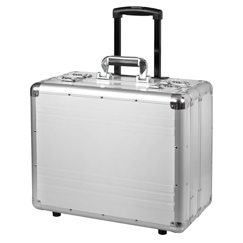 ALUMAXX 45150 Multifunkions Koffer CHALLENGER, Piloten Koffer Aluminium, Fotokoffer Alu, Pilotentrolley, Alutrolley ca. 103 cm, Trolley, Koffer ca. 45 cm, Silber, 45 × 38,5 × 25 cm von Alumaxx