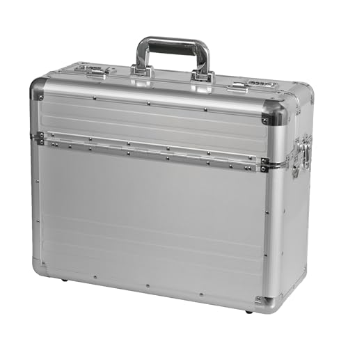 ALUMAXX 45119 Pilotenkoffer BETHA, Piloten Koffer aus glattem Aluminium, Dokumentenkoffer Alu, Aktenkoffer mit Zahlenschloss, Koffer 47 cm, Businesskoffer für 17" Notebooks, Silber, 47 x 38 x 20 cm von Alumaxx