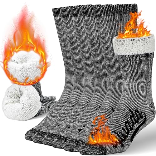 Alvada 3 Paar Wandersocken aus 80 % Merinowolle für Damen und Herren, warme Thermo-Socken für Winter von Alvada