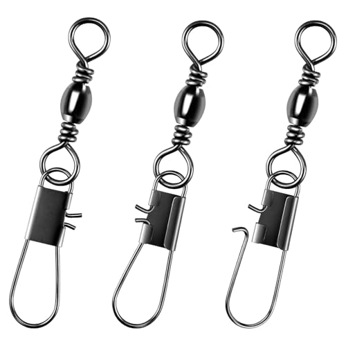 Alwonder100 Stück Angelwirbel mit Sicherheits-Schnappverschluss, stabile Ringe, Verbindungsclips, 100% Edelstahl, Kupfer, Korrosionsbeständigkeit, 10_12KG_100pcs Alwonder100 Stück Angelwirbel mit Sicherheits-Schnappverschluss, stabile Ringe, Verbindungsclips, 100% Edelstahl, Kupfer, Korrosionsbeständigkeit, 10_12KG_100pcs von Alwonder