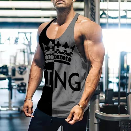 Amacigana Herren Sport Tank Top Kinder Racerback Leichte Ärmelloses Sommer Loose Shirt Muskel Fitness Oberteile Tops Gym Y Rücken T-Shirt (5,4XL) von Amacigana