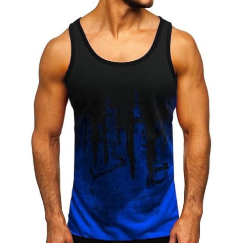 Amacigana Herren Sport Tank Top Racerback Leichte Ärmelloses Sommer Loose Shirt Fitness Oberteile Tops (Blau,5XL) von Amacigana