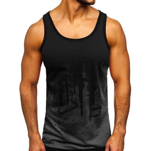 Amacigana Herren Sport Tank Top Racerback Leichte Ärmelloses Sommer Loose Shirt Fitness Oberteile Tops (Grau,6XL) von Amacigana