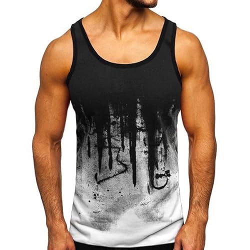 Amacigana Herren Sport Tank Top Racerback Leichte Ärmelloses Sommer Loose Shirt Fitness Oberteile Tops (Weiß,6XL) von Amacigana