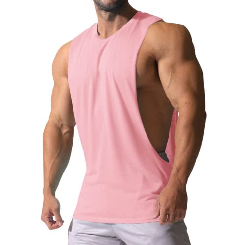 Amacigana Herren Weste Solide Round Tank Top ärmellos Racerback Y Rücken Muskel Fitness Tanks T-Shirt für Stringer Bodybuilding Workout Gym (2,S) von Amacigana