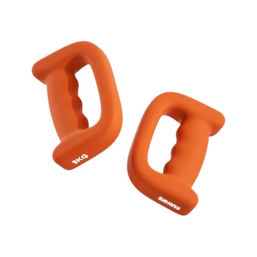 Amagogo 2 Stück Boxhanteln, Handgewichte, 1 kg, tragbare, multifunktionale Handhantel mit Griff für Training, Übungen und Joggen, Orange von Amagogo