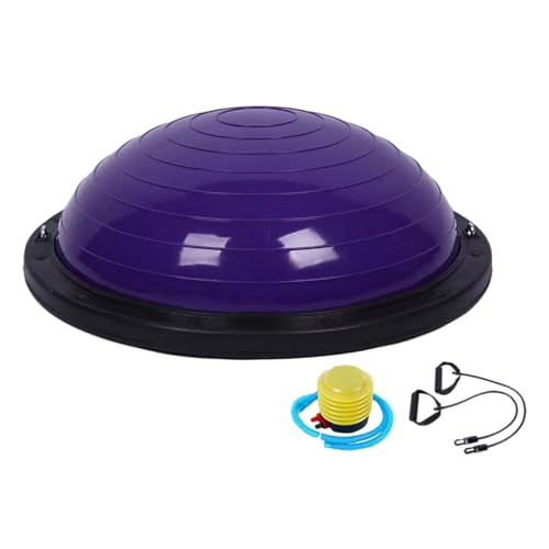 Amagogo Balance Ball mit Widerstandsbändern und Pumpe Fitness Ball Halber Gymnastikball für Heim-Fitnessgeräte Gymnastik Workout Sport, LILA von Amagogo