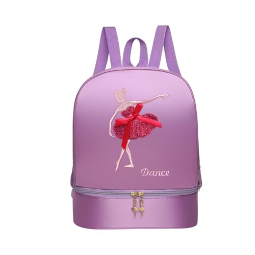 Amagogo Ballett-Tanz-Rucksack, Mädchen-Ballerina-Tasche, tragbare Sporttasche, Kinder-Rucksack, Ballett-Tanz-Tasche mit Schuhfach zum Tanzen, Lila Stil B Amagogo Ballett-Tanz-Rucksack, Mädchen-Ballerina-Tasche, tragbare Sporttasche, Kinder-Rucksack, Ballett-Tanz-Tasche mit Schuhfach zum Tanzen, Lila Stil B von Amagogo