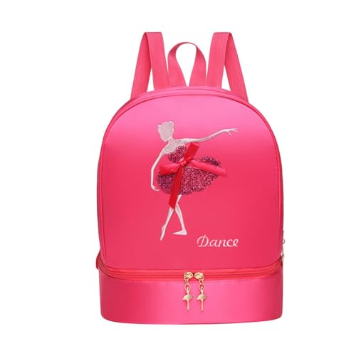 Amagogo Ballett-Tanz-Rucksack, Mädchen-Ballerina-Tasche, tragbare Sporttasche, Kinder-Rucksack, Ballett-Tanz-Tasche mit Schuhfach zum Tanzen, Rosenrot Stil B Amagogo Ballett-Tanz-Rucksack, Mädchen-Ballerina-Tasche, tragbare Sporttasche, Kinder-Rucksack, Ballett-Tanz-Tasche mit Schuhfach zum Tanzen, Rosenrot Stil B von Amagogo