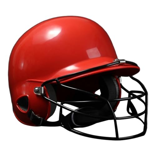 Amagogo Baseball-Schlaghelm mit Gesichtsmaske, Schutz für Männer und Frauen, Softball-Helm, atmungsaktiv, für Erwachsene, Gesichtsschutz, Rot von Amagogo