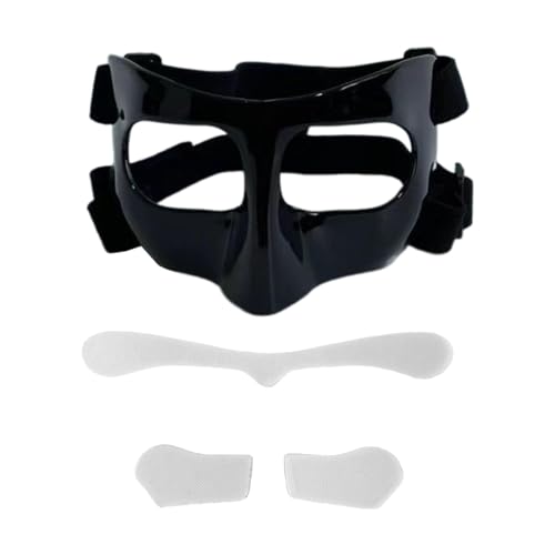 Amagogo Basketball-Maske, Nasenschutz, Gesichtsschutz, Gesichtsschutz, Sport-Gesichtsmaske, Gesichtsschutz für gebrochene Nase, zum Trainieren, Schwarzer transparenter Aufkleber von Amagogo