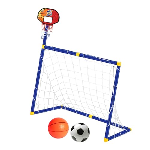 Amagogo Basketballkorb mit Fußballtor, Fußballtor, Basketballbrett, Spielzeug mit Rahmen, Set für Sporttraining, Teenager, Mädchen, Rot von Amagogo