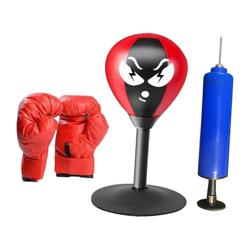 Amagogo Box-Reaktionsball mit Ständer, Boxausrüstung Professioneller Box-Speedball Desktop-Boxsack für Schlagübungen MMA, mit Kinderhandschuhen von Amagogo