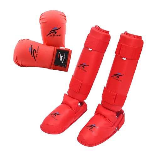 Amagogo Boxhandschuhe, Schienbeinschoner mit Schuhwerk, Taekwondo-Sparring-Ausrüstungsset, komfortable Übungs-Trainingsausrüstung für Karate, Muay Thai, l von Amagogo