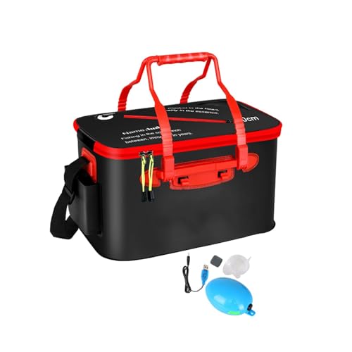 Amagogo Faltbarer Fischeimer, Angeleimer, Stabiler Behälter für lebende Fische, Outdoor-Camping, Eva-Angeltasche zum Angeln, Schwarz L mit Pumpe Amagogo Faltbarer Fischeimer, Angeleimer, Stabiler Behälter für lebende Fische, Outdoor-Camping, Eva-Angeltasche zum Angeln, Schwarz L mit Pumpe von Amagogo