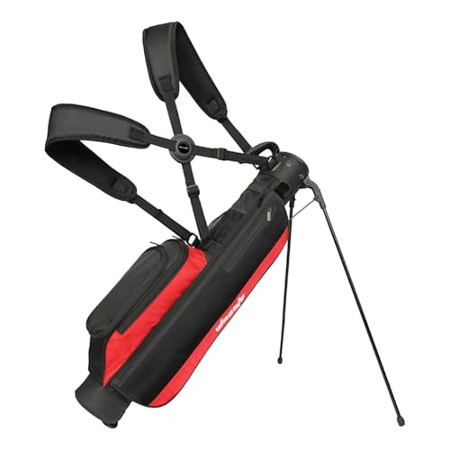 Amagogo Golf-Standtasche, Golf-Tragetasche, Golfzubehör, verschleißfester Organizer, praktischer Halter für Erwachsene, tragbare Reise-Golftasche, Schwarz Rot von Amagogo