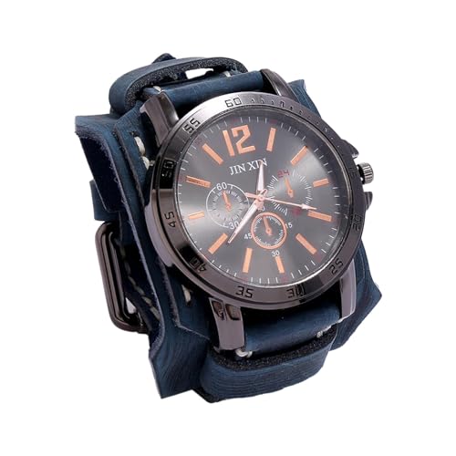 Amagogo Herren-Armbanduhr, modisch, breites Band, Lederarmbanduhr, Armbanduhr für Reisen, Hochzeit, Ehemann, Valentinstag, Straße, Blau Amagogo Herren-Armbanduhr, modisch, breites Band, Lederarmbanduhr, Armbanduhr für Reisen, Hochzeit, Ehemann, Valentinstag, Straße, Blau von Amagogo