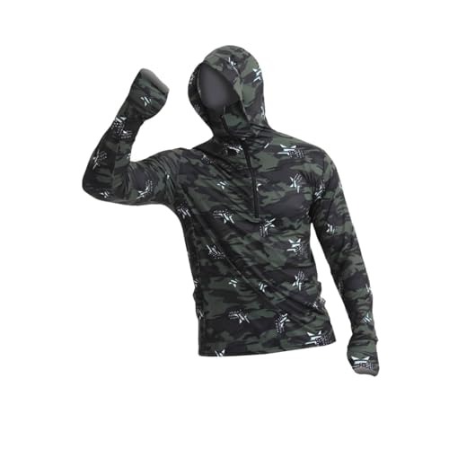 Amagogo Herren Sonnenschutz Hoodie Shirt Angelshirt Sonnenschutzkleidung für Herren Kühlendes Shirt Jacke Rashguard für Outdoor, 3XL von Amagogo