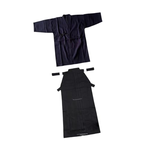 Amagogo Japanische Kendo Uniform Set Männer Frauen Iaido Erwachsene Kung Fu Aikido Samurai Hakama, Blau und Schwarz, 180CM von Amagogo