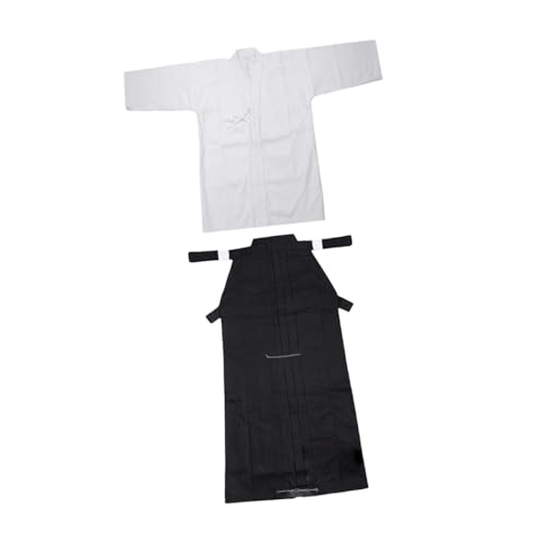 Amagogo Japanische Kendo Uniform Set Männer Frauen Iaido Erwachsene Kung Fu Aikido Samurai Hakama, Weiß und Schwarz, 160cm von Amagogo