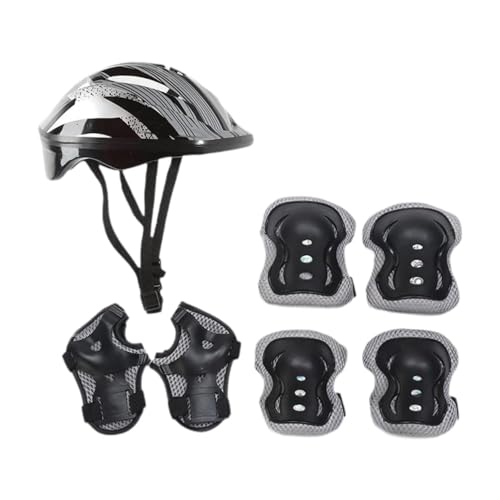 Amagogo Kinder-Roller-Skateboard-Helm, Knieschützer-Set, Fahrradhelm, multifunktional, praktische Ellenbogenschützer für Jungen und Mädchen, Klettern, Silber Amagogo Kinder-Roller-Skateboard-Helm, Knieschützer-Set, Fahrradhelm, multifunktional, praktische Ellenbogenschützer für Jungen und Mädchen, Klettern, Silber von Amagogo