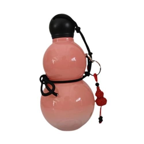 Amagogo Kürbis-Wasserflasche, Reiseflasche, Geschenk im Retro-Stil, einfache tragbare chinesische Kürbisflasche für Camping-Outdoor-Aktivitäten, Rosa von Amagogo