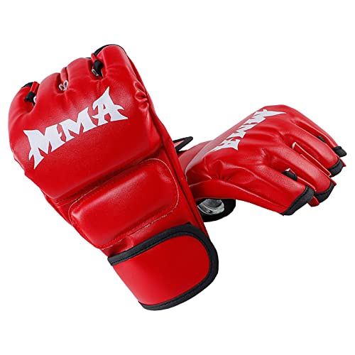Amagogo MMA Handschuhe, Halbfinger-Trainingshandschuhe, Kampfsport-Taschenhandschuhe, offene Handfläche, Boxhandschuhe für Grappling, Sparring, Mma Muay, Rot Amagogo MMA Handschuhe, Halbfinger-Trainingshandschuhe, Kampfsport-Taschenhandschuhe, offene Handfläche, Boxhandschuhe für Grappling, Sparring, Mma Muay, Rot von Amagogo