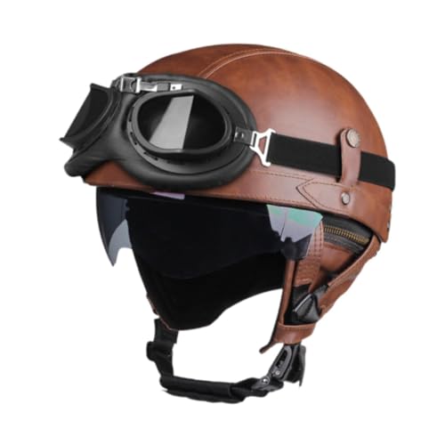 Amagogo Motorradhelm, offener Helm mit Sonnenlinse, tragbarer Halbhelm, Halbschalenhelm für das Radfahren im Sommer im Freien, M von Amagogo