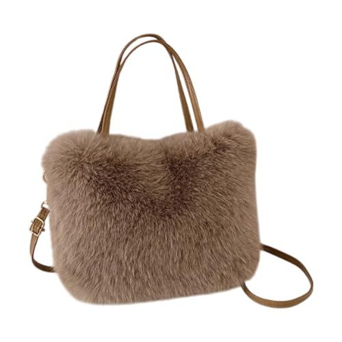 Amagogo Pelzige Einkaufstasche Flauschige Schultertasche Weiche Clutch Mode Wintertasche Umhängetasche von Amagogo