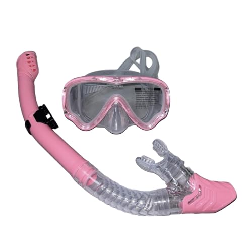 Amagogo Schnorchelset Schwimmmaske Tauchmaske Schlagfestigkeit Taucherbrille aus gehärtetem Glas Schnorchelausrüstung für Wassersport, ROSA von Amagogo